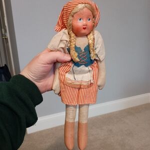 Antique 1925 Swedish "Inga" Handsewn Doll from WW2